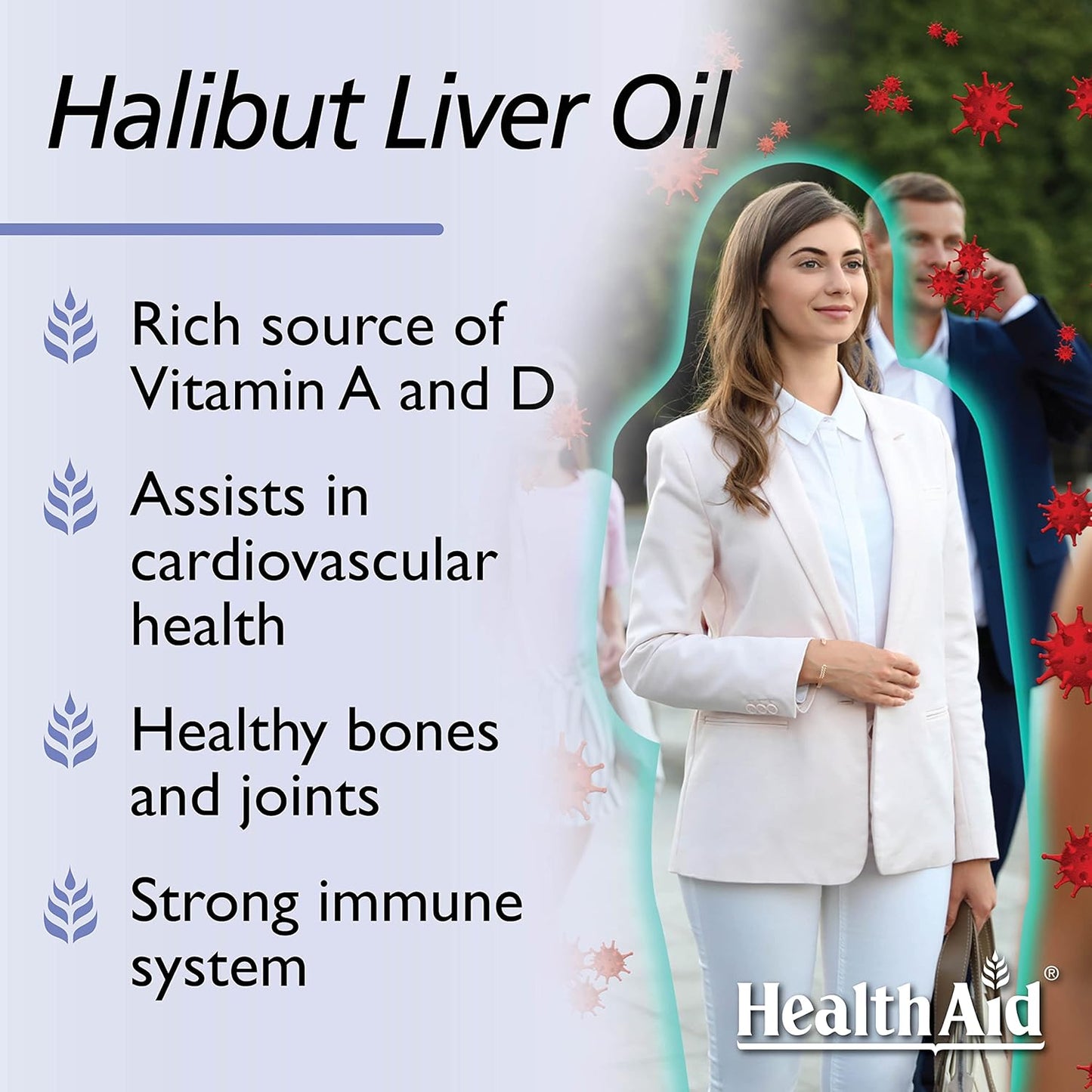 HealthAid Halibut Liver Oil Capsules - Pack of 90 for Overall Health and Wellness