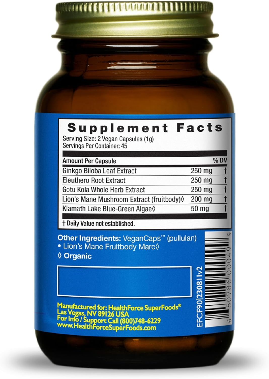 HealthForce SuperFoods CircuForce Brain Power Supplement - 90 Vegan Capsules