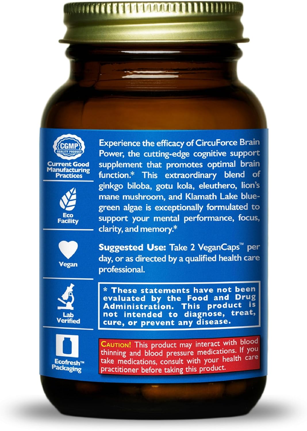 HealthForce SuperFoods CircuForce Brain Power Supplement - 90 Vegan Capsules
