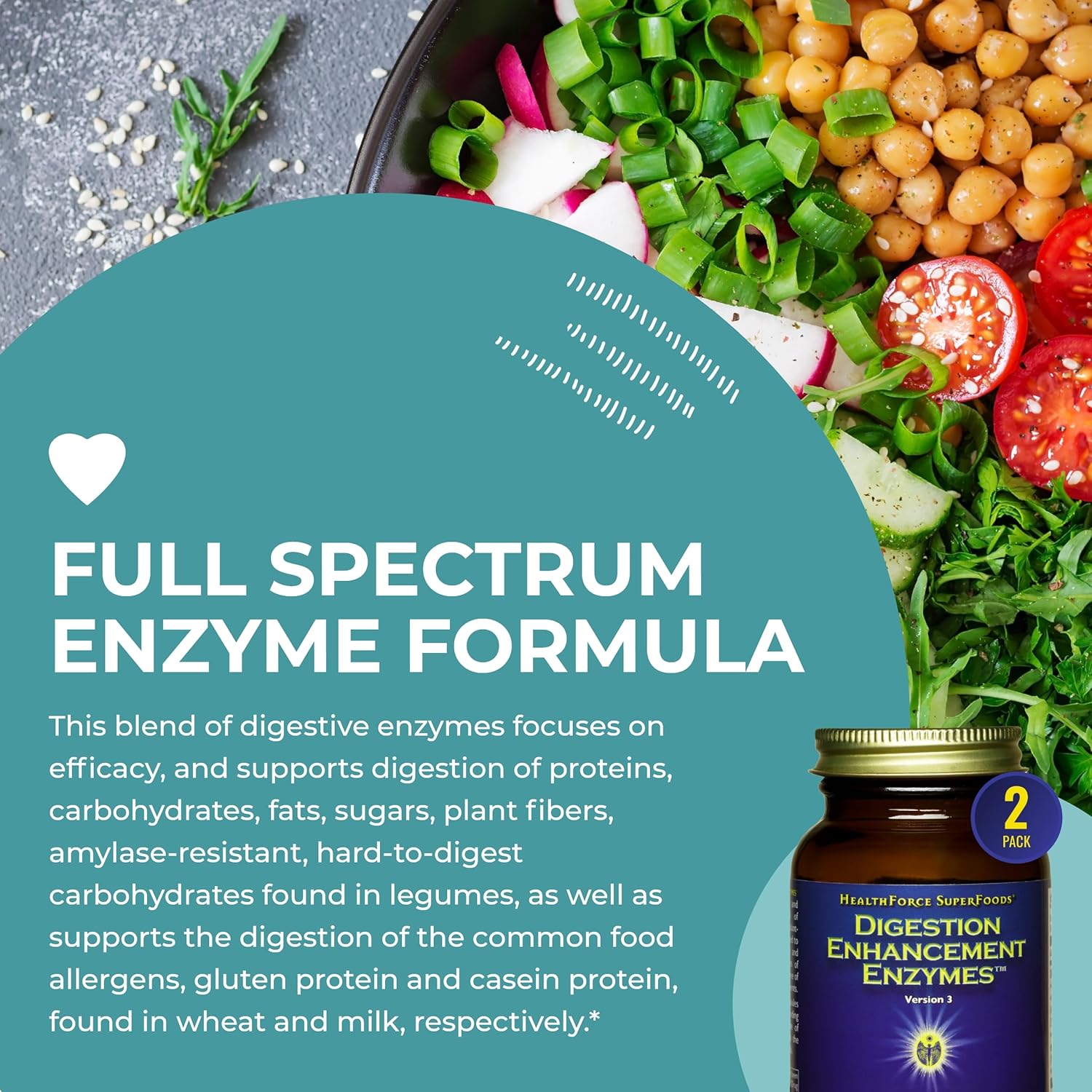 HealthForce SuperFoods Digestion Enhancement Enzymes - 240 Vegan Capsules for Improved Digestive Health