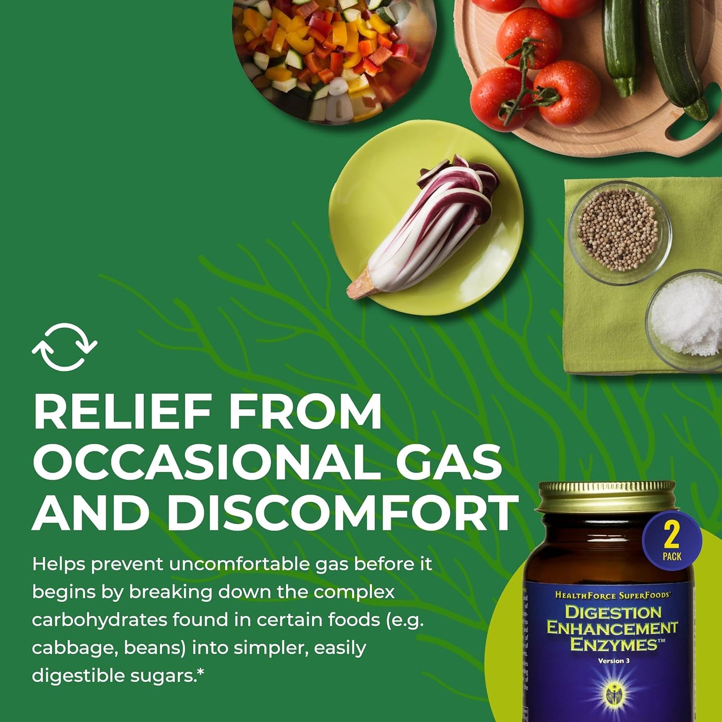HealthForce SuperFoods Digestion Enhancement Enzymes - 240 Vegan Capsules for Improved Digestive Health