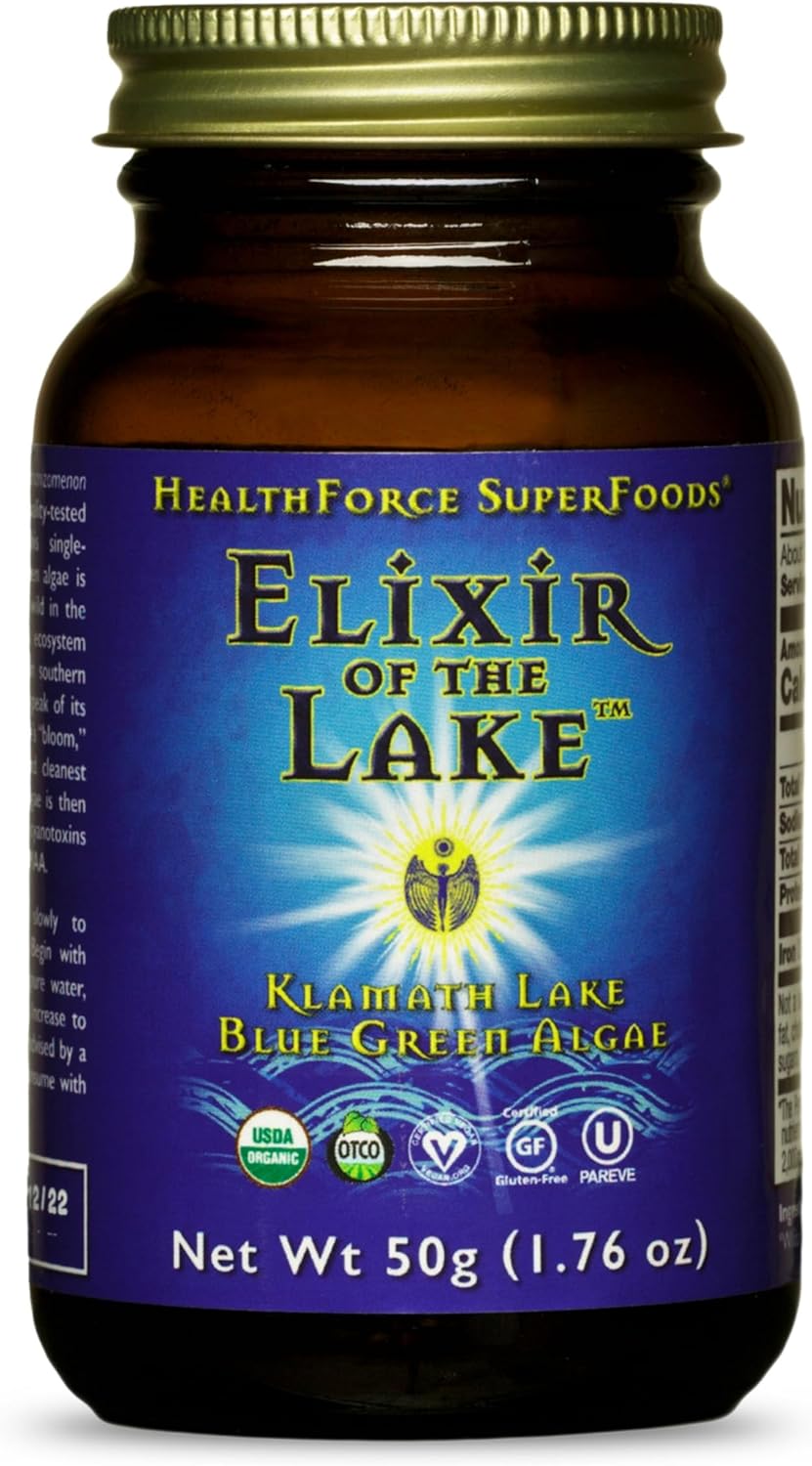 HealthForce SuperFoods Elixir of The Lake - 50g Jar - Organic Blue-Green Algae Supplement
