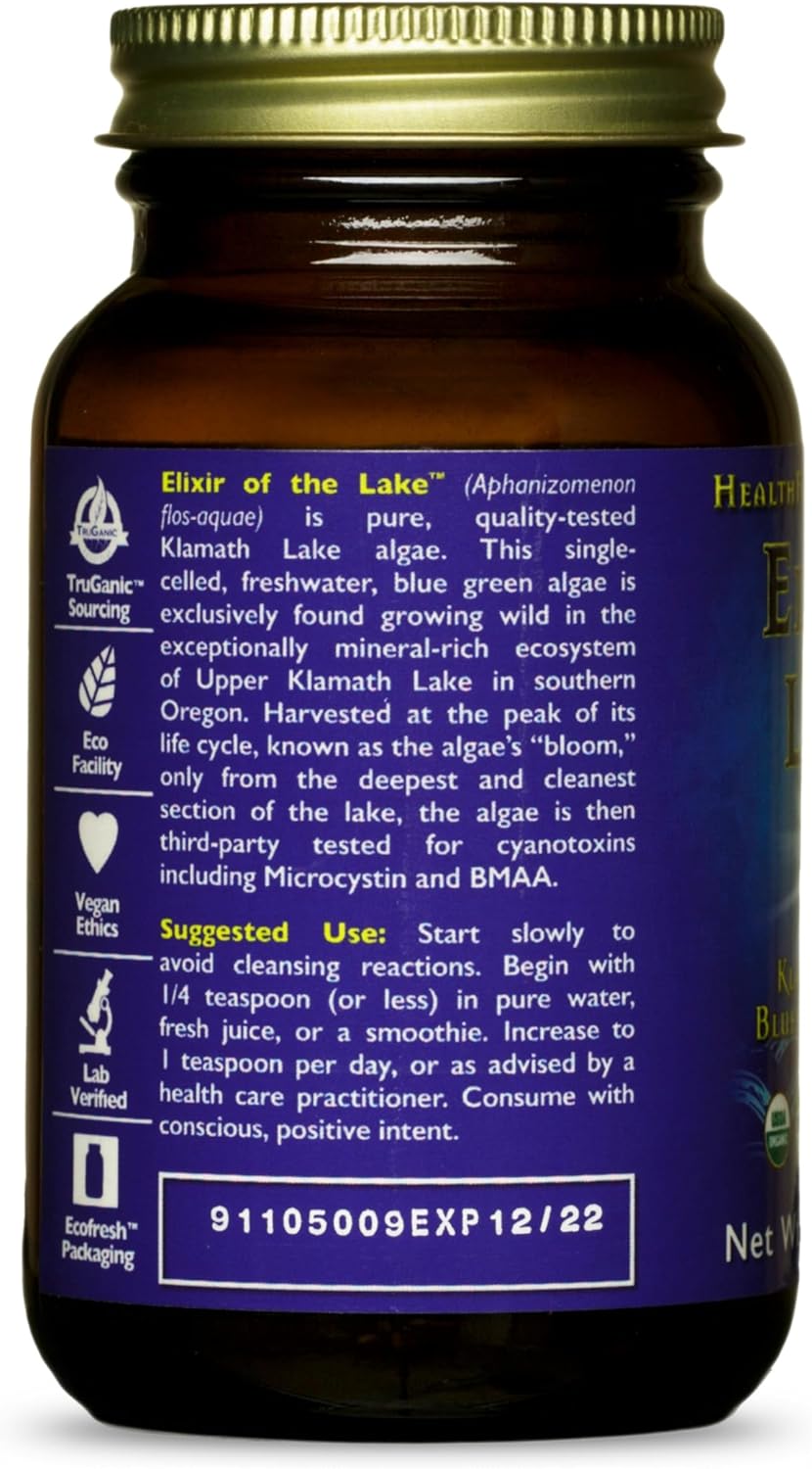 HealthForce SuperFoods Elixir of The Lake - 50g Jar - Organic Blue-Green Algae Supplement
