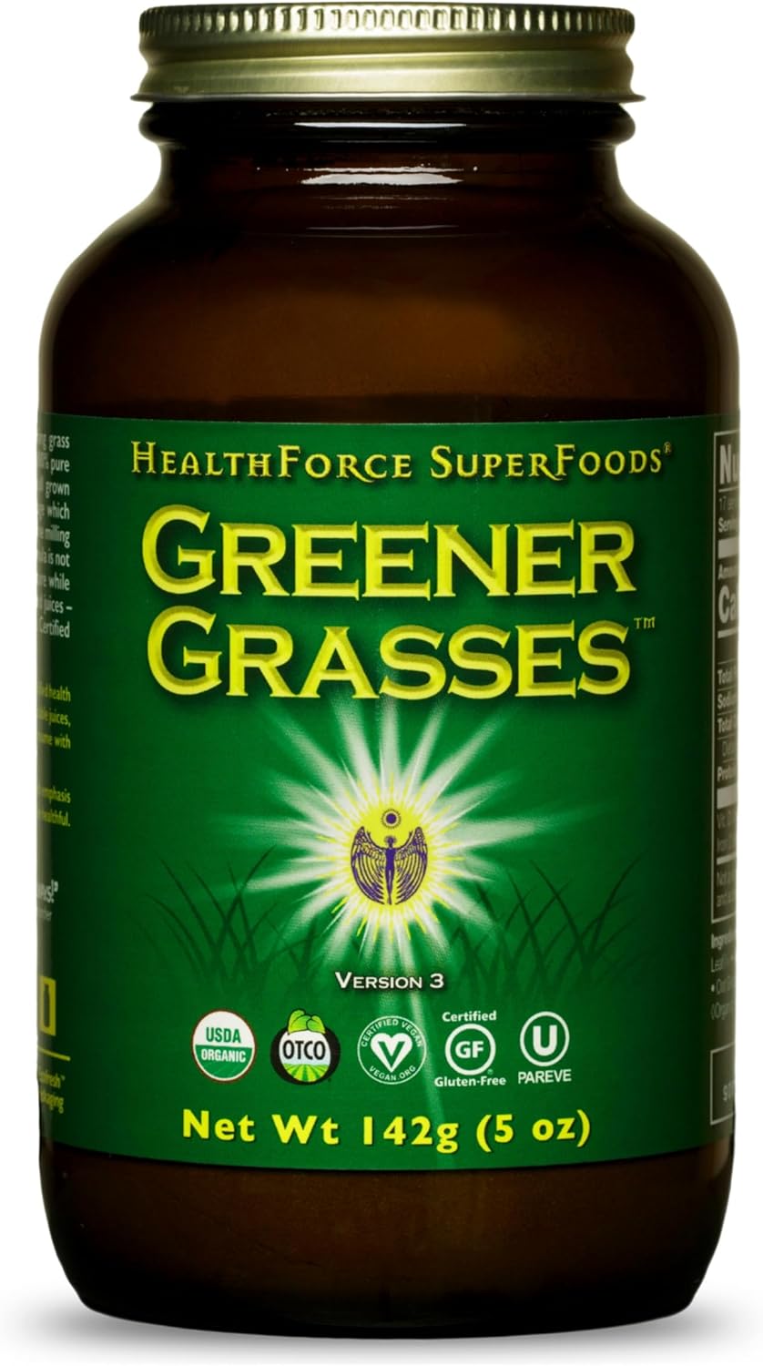 HealthForce SuperFoods Greener Grasses - Nutrient-Dense 5 Oz Powder for Optimal Health and Wellness