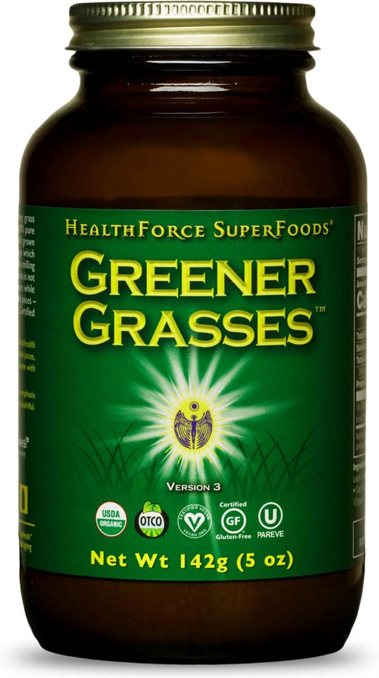 HealthForce SuperFoods Greener Grasses - Nutrient-Dense 5 Oz Powder for Optimal Health and Wellness