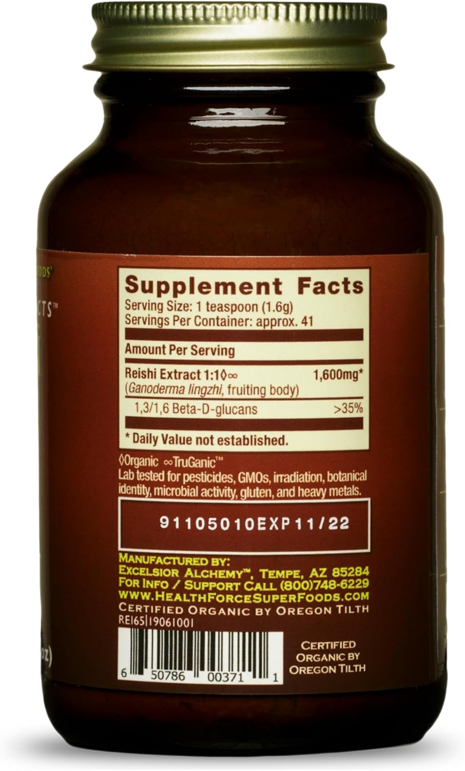HealthForce SuperFoods Integrity Extracts Reishi Powder - 65g - Organic Mushroom Supplement