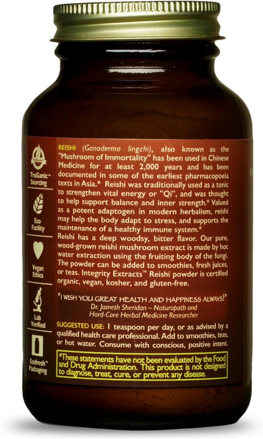 HealthForce SuperFoods Integrity Extracts Reishi Powder - 65g - Organic Mushroom Supplement