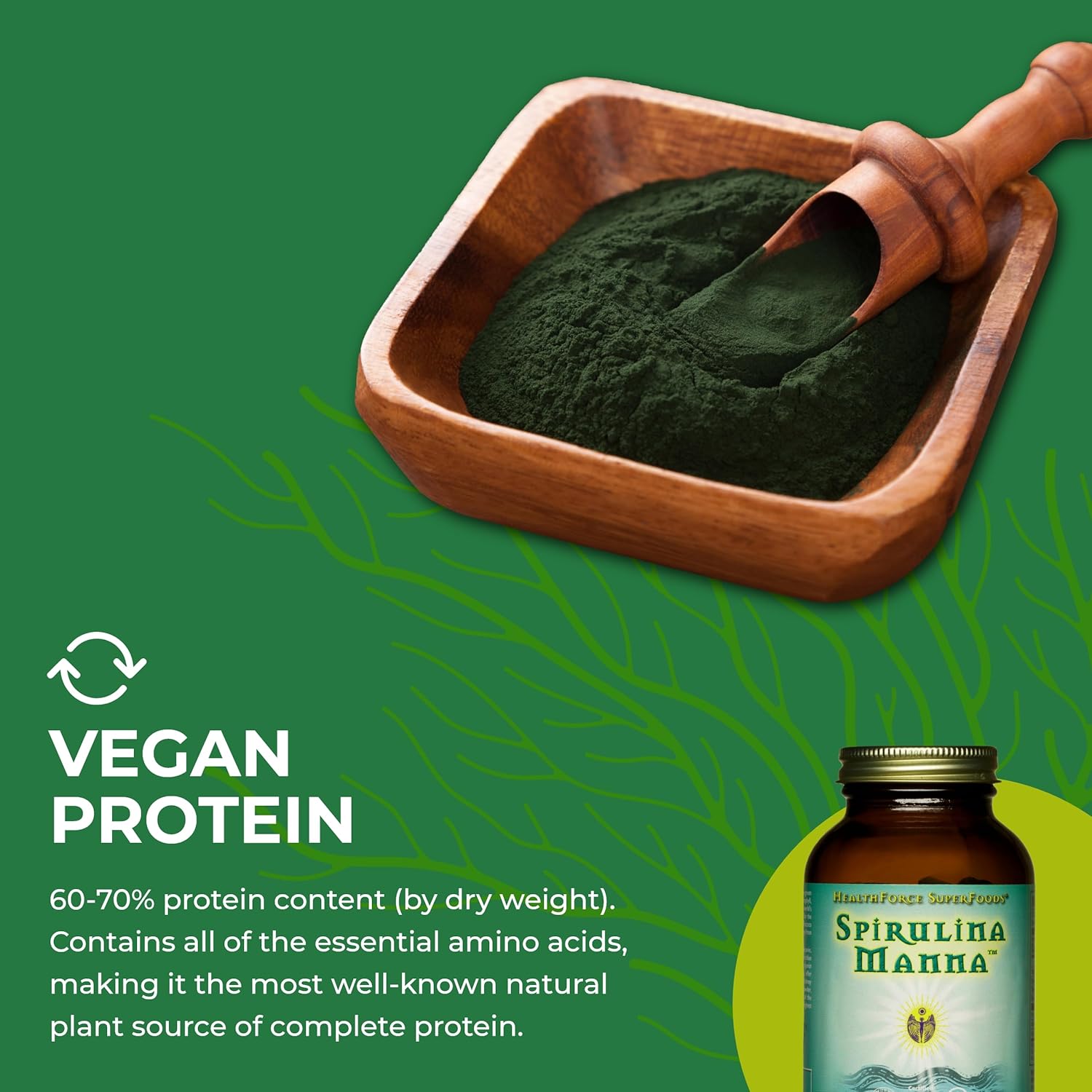 HealthForce SuperFoods Spirulina Manna Capsules - 150 Vegan Capsules for Immune Support and Overall Health