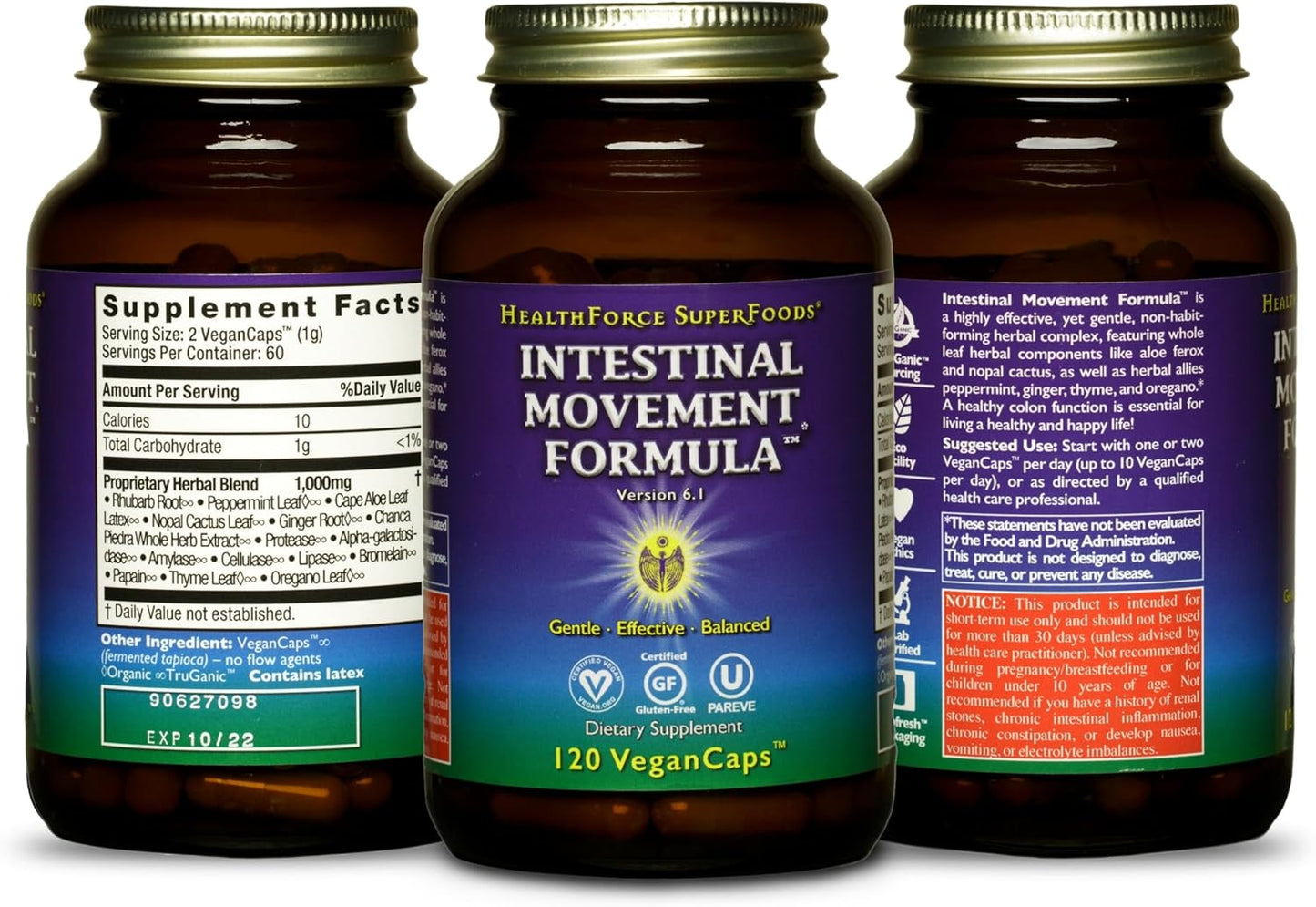 HealthForce SuperFoods Variety Pack: Liver Rescue & Intestinal Movement Formula - 120 VeganCaps each