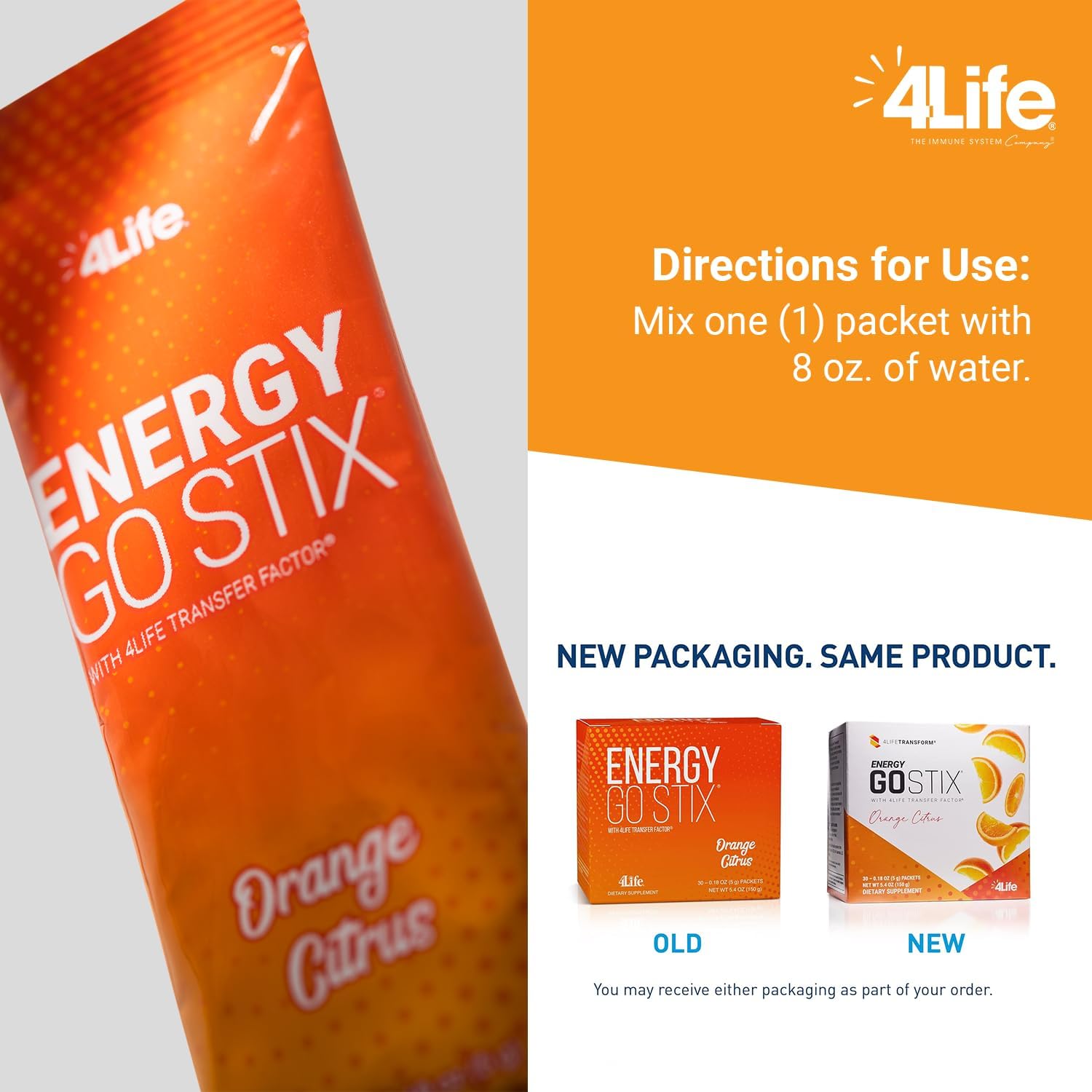 Healthy Energy Drink Mix with Guarana, Maca, Yerba Mate, and Green Tea - 30 Packets, Orange Citrus Flavor