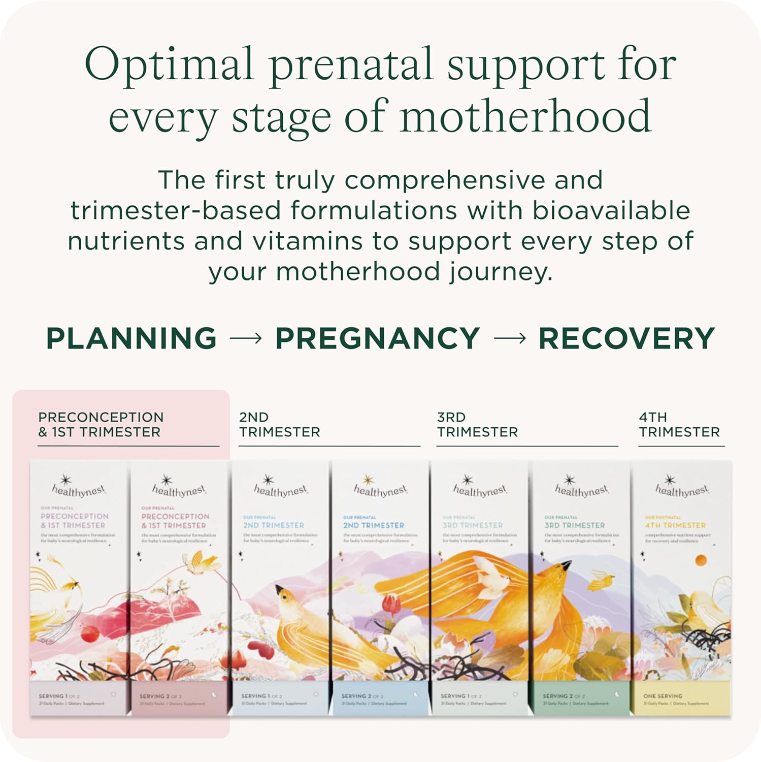 Healthybaby HealthyNest Preconception & 1st Trimester Prenatal Vitamin | Supports Fetal Brain Development | Methylfolate, Choline, DHA, Iron, Inositol | 31 Day Supply