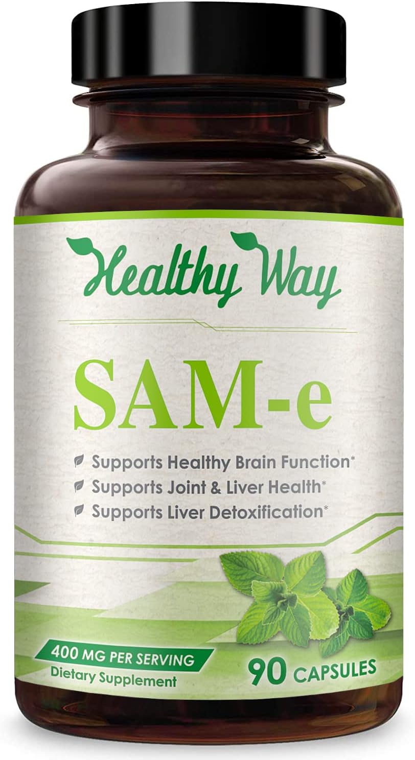 HealthyWayRx SAM-e 400mg - S-Adenosyl Methionine Capsules, 90 Count, Non GMO- Supports Joint Health, Mood, and Liver Function