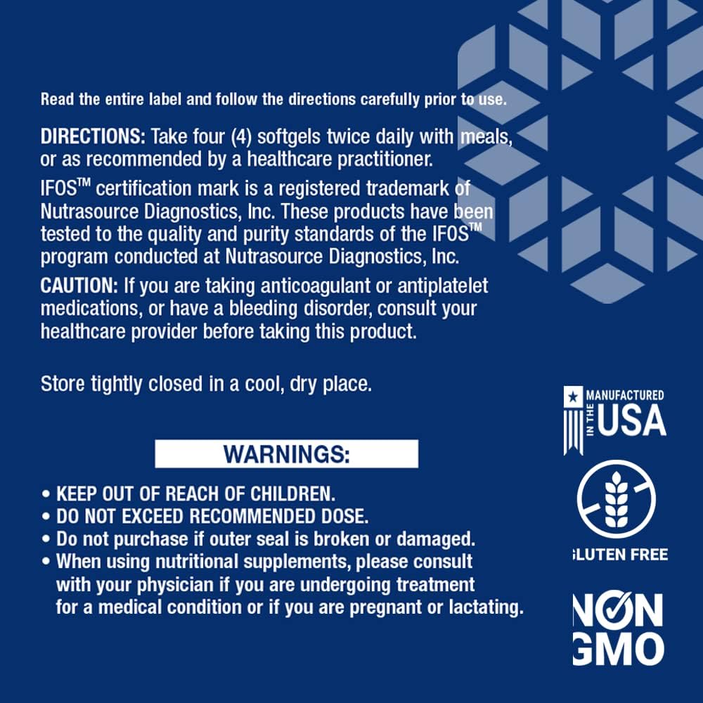 Heart and Brain Support Omega 3 Supplement with Fish Oil, Sesame Lignans, and Olive Extract - 240 Softgels - Gluten Free, Non-GMO
