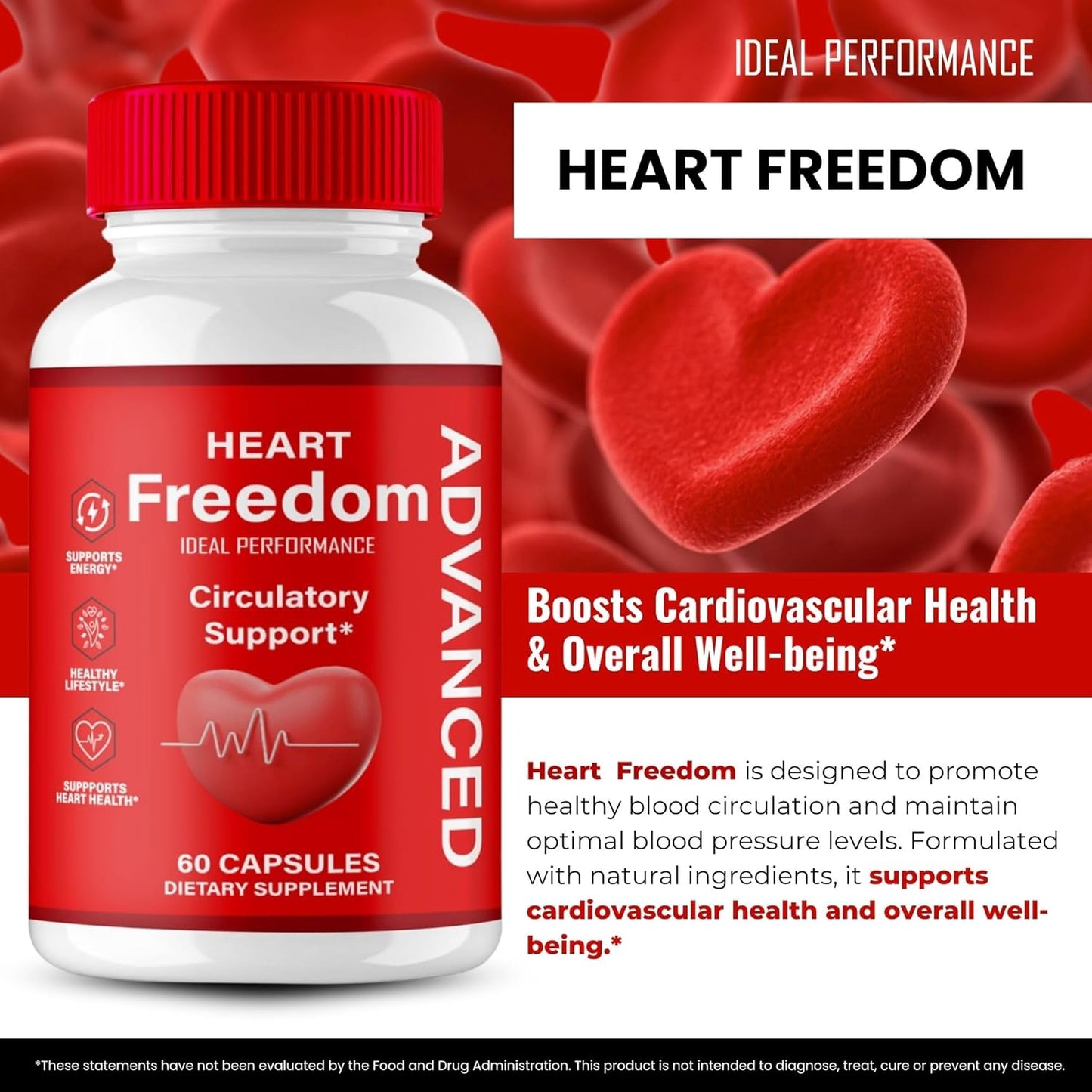 Heart Freedom Capsules - Maximum Strength Circulation Support Supplement for Energy and Health - All Natural Glyco Optimizer - Premium Formula (60 Capsules)
