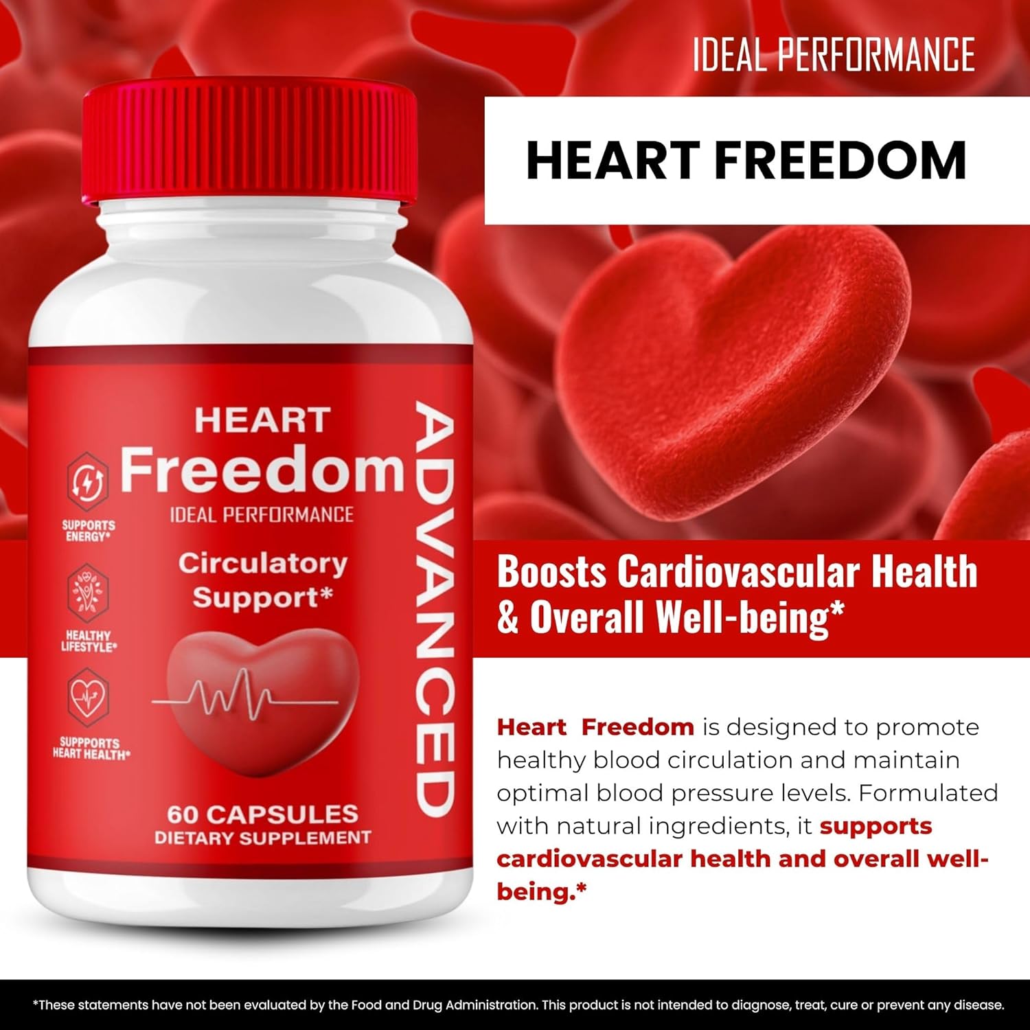 Heart Freedom Capsules - Maximum Strength Circulation Support Supplement for Energy and Health - All Natural Glyco Optimizer - Premium Formula (60 Capsules)