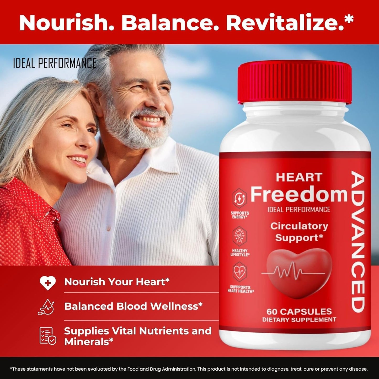 Heart Freedom Capsules - Maximum Strength Circulation Support Supplement for Energy and Health - All Natural Glyco Optimizer - Premium Formula (60 Capsules)