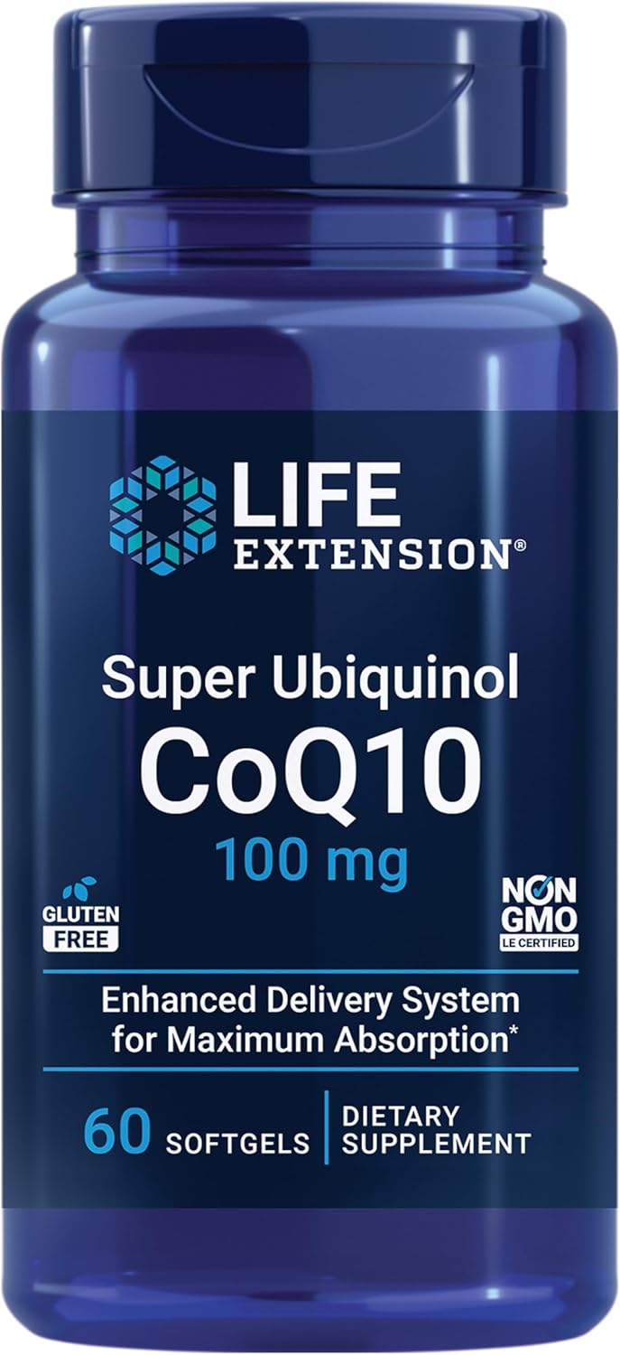 Heart Health & Anti-Aging Supplement - Life Extension Super Ubiquinol CoQ10 100 mg Softgels - Cholesterol & Energy Support - Non-GMO & Gluten-Free - 60 Count - BoostGo Australia