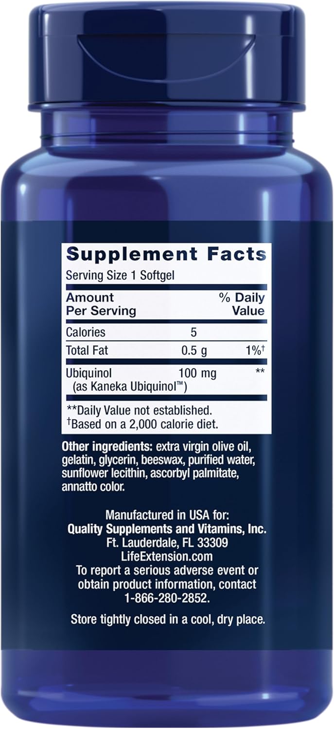 Heart Health & Anti-Aging Supplement - Life Extension Super Ubiquinol CoQ10 100 mg Softgels - Cholesterol & Energy Support - Non-GMO & Gluten-Free - 60 Count - BoostGo Australia