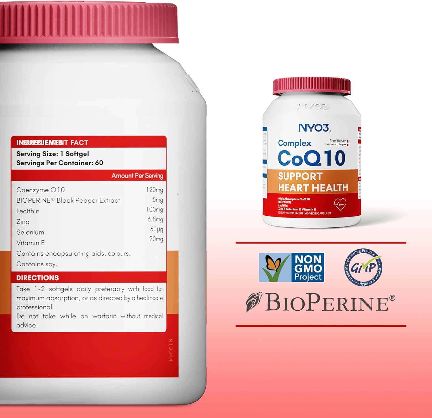 Heart Health Bundle: NYO3 Coq10 120mg and Krill Oil 1000mg Softgels for Cardiovascular Support