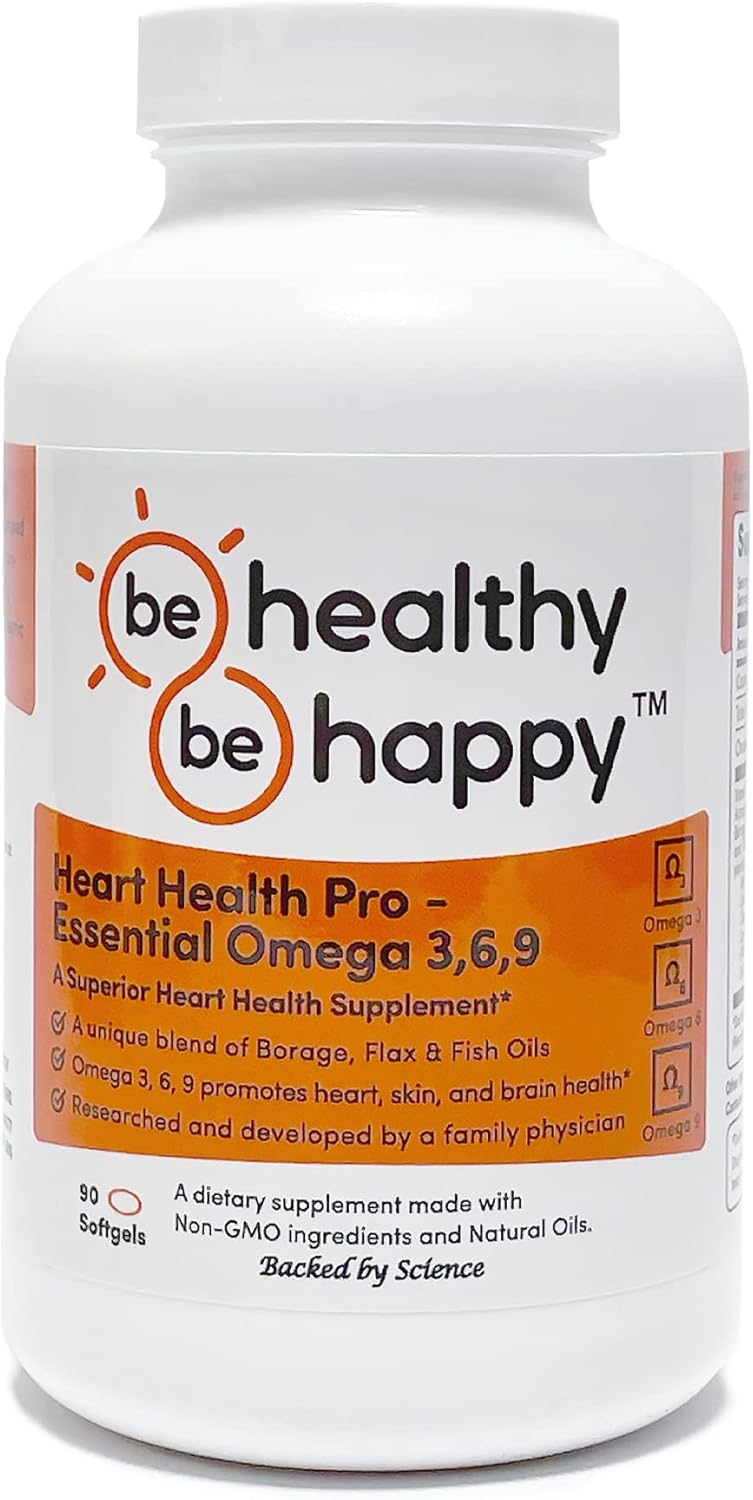 Heart Health Pro - Essential Omega 3, 6, 9 Supplement for a Healthy and Happy Heart
