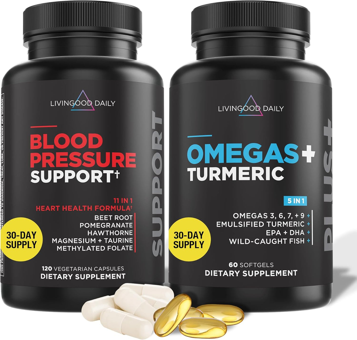 Heart Health Supplement Bundle for Daily Blood Pressure Support by Livingood