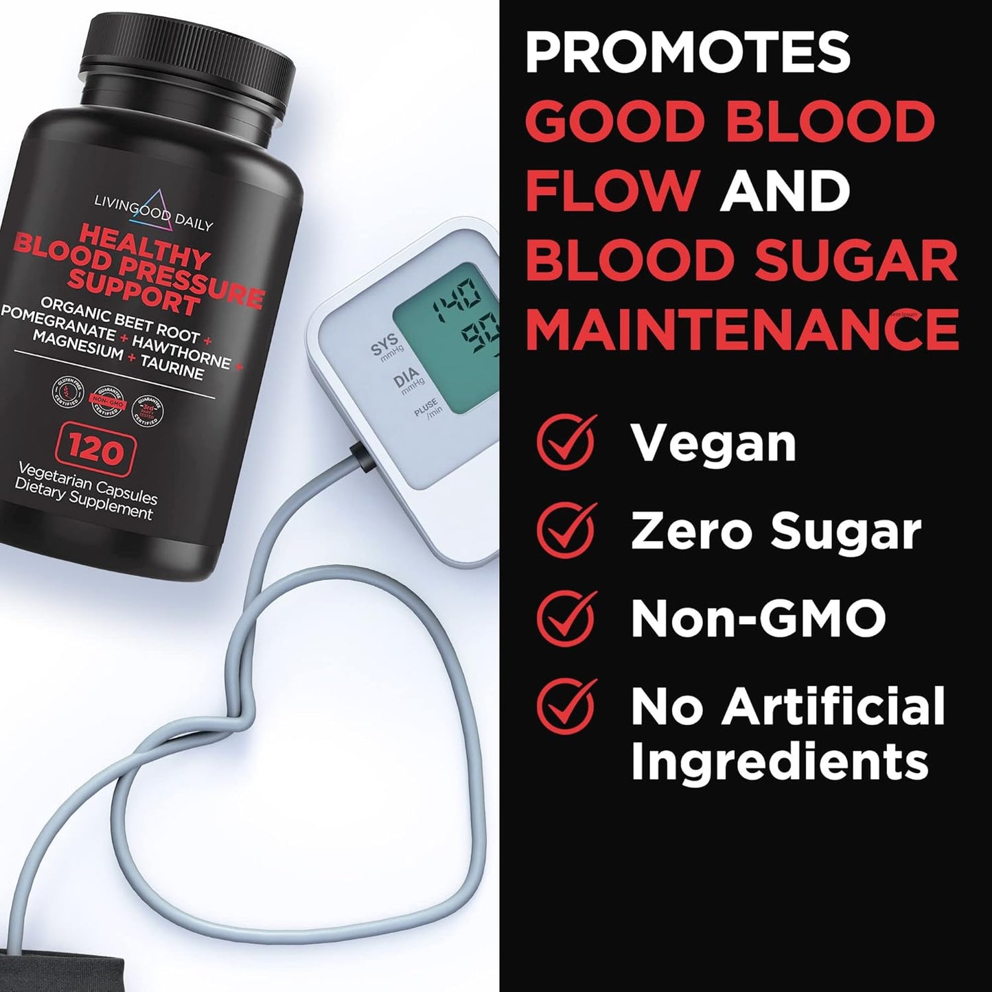 Heart Health Supplement Bundle for Daily Blood Pressure Support by Livingood