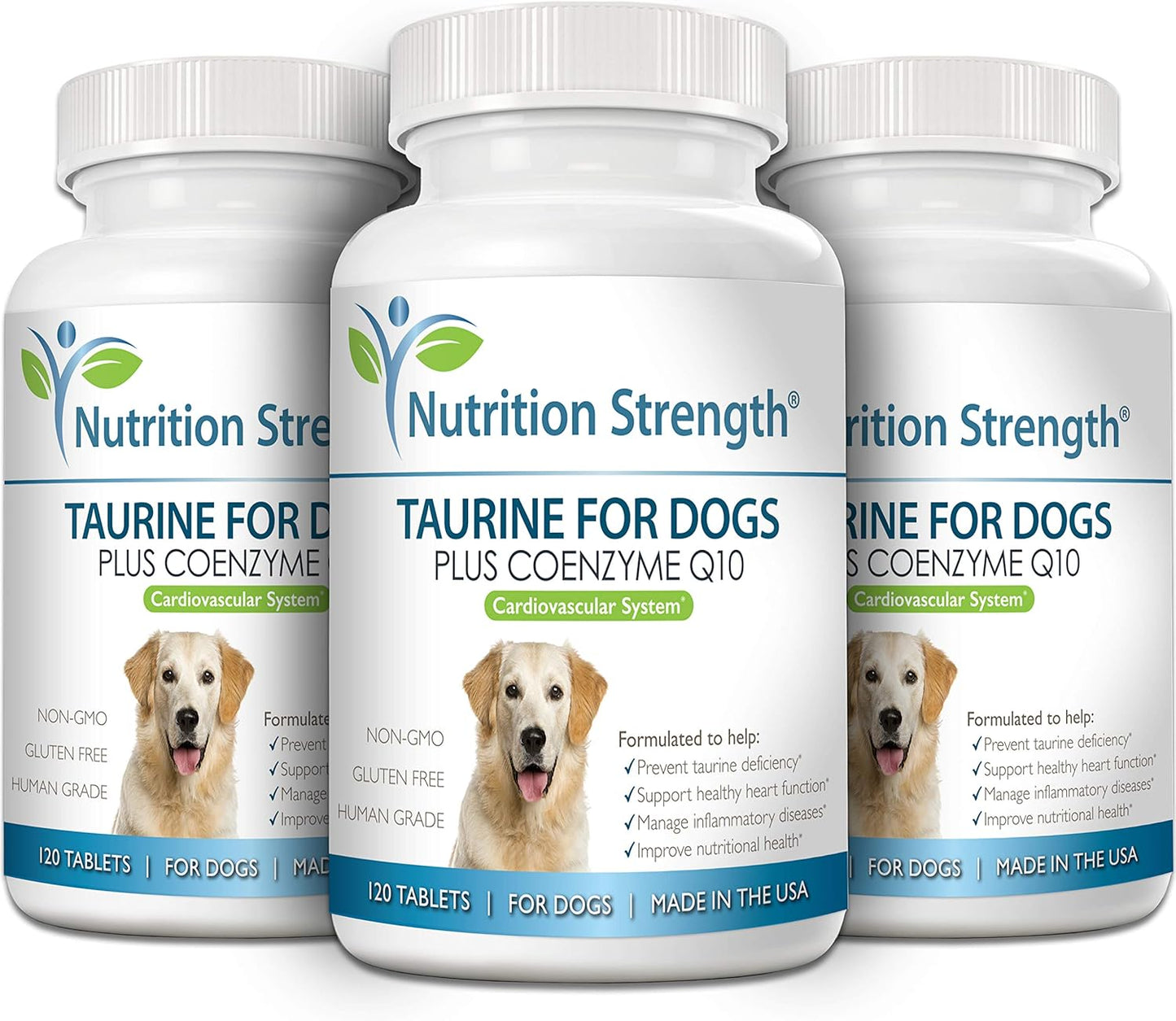 Heart Health Support for Dogs: Taurine Supplement with Coenzyme Q10, 120 Chewable Tablets for Healthy Heart Function and Inflammatory Disease Resistance