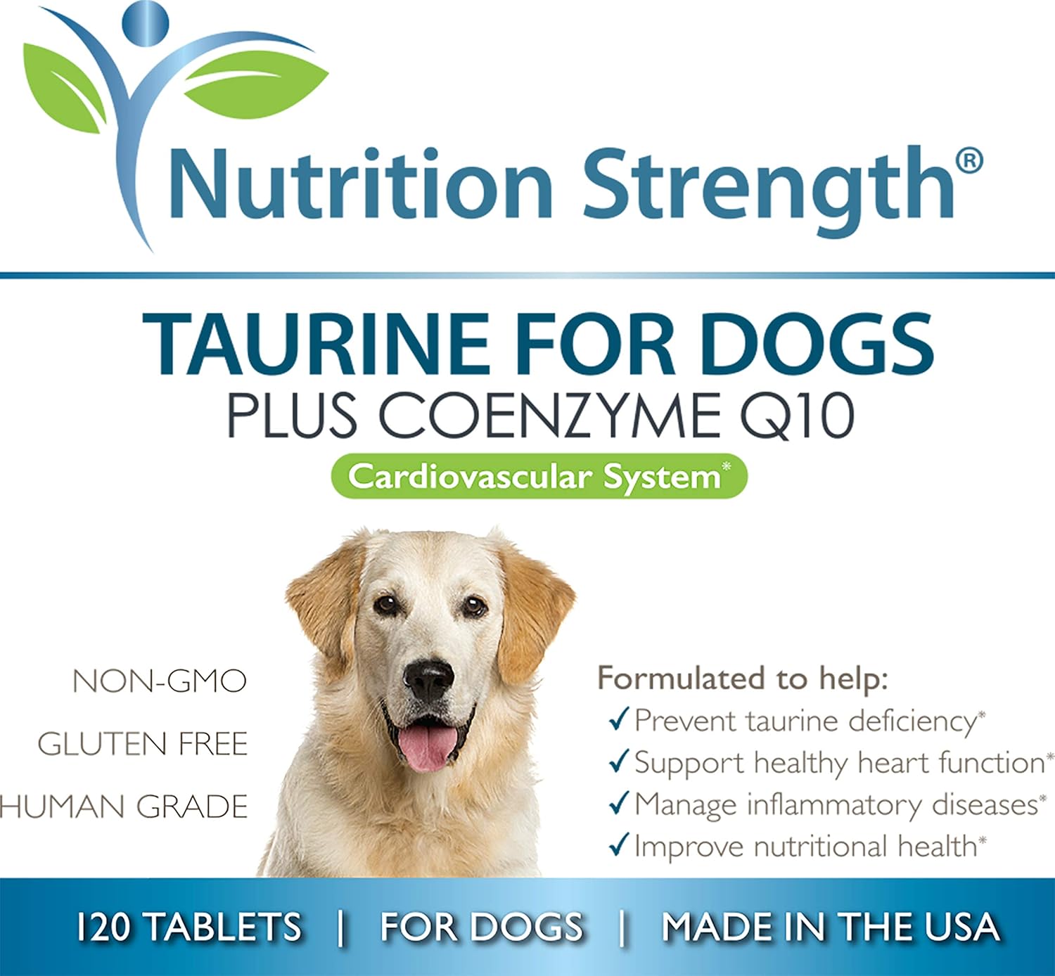 Heart Health Support for Dogs: Taurine Supplement with Coenzyme Q10, 120 Chewable Tablets for Healthy Heart Function and Inflammatory Disease Resistance