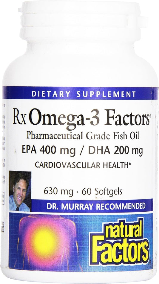 Heart Health Support: Natural Factors RxOmega-3 Softgels with DHA and EPA - 60 Daily Dietary Supplement