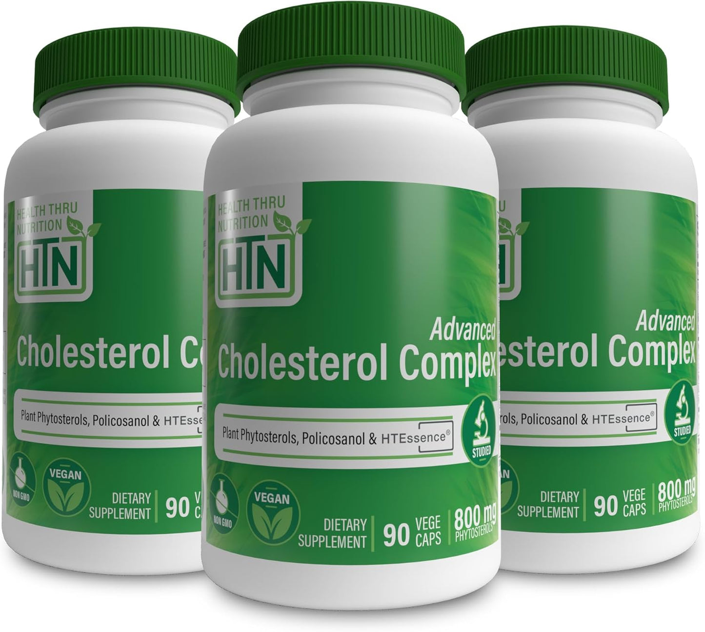 Heart Health Support with Phytosterols, Policosanol, Hydroxytyrosol, Chromium | Vegan Advanced Cholesterol Complex | Non-GMO | Pack of 3 (90ct Bottles)