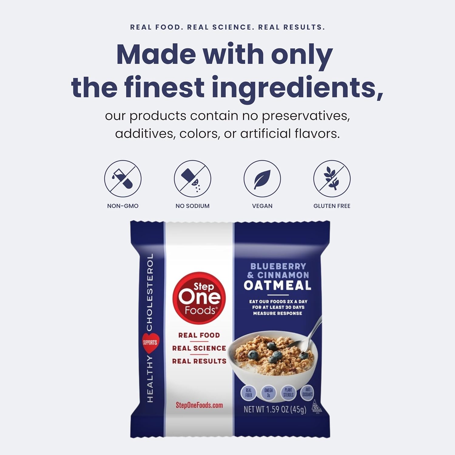 Heart Healthy Blueberry Cinnamon Oatmeal with Plant Sterols, Omega 3's, and Fiber - Gluten Free Vegan Snack, Zero Sodium, Non-GMO (12 Pack)