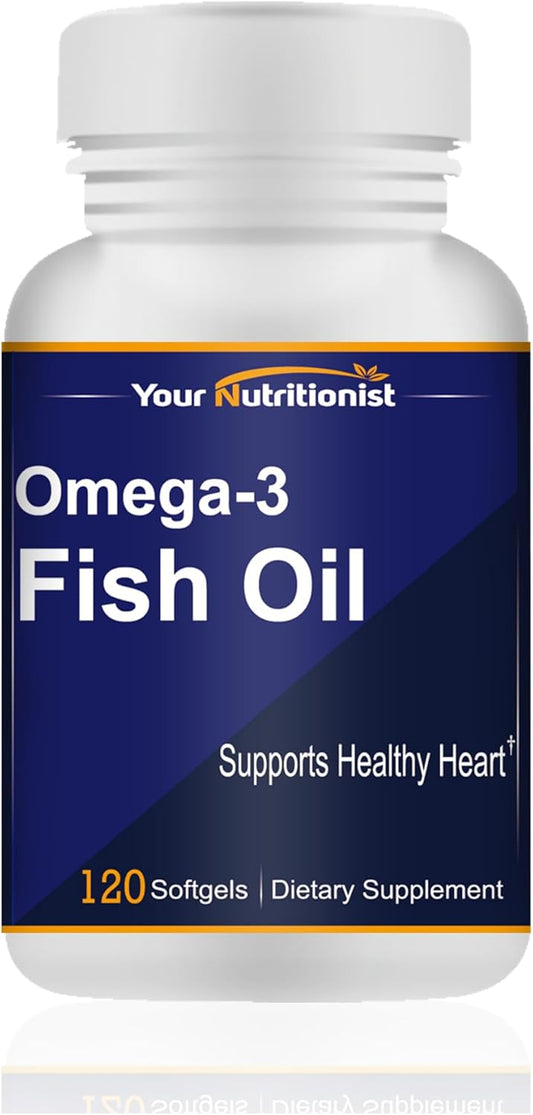 Heart Healthy Your Nutritionist Omega-3 Fish Oil 1000mg Softgels - 120 Count
