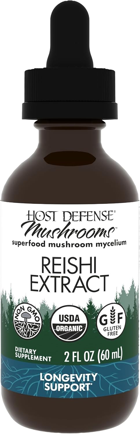 Heart & Immune Health Support with Host Defense Reishi Extract - Mushroom Supplement for Energy, Vitality & Well-Being - 2 fl oz (60 Servings) - BoostGo Australia