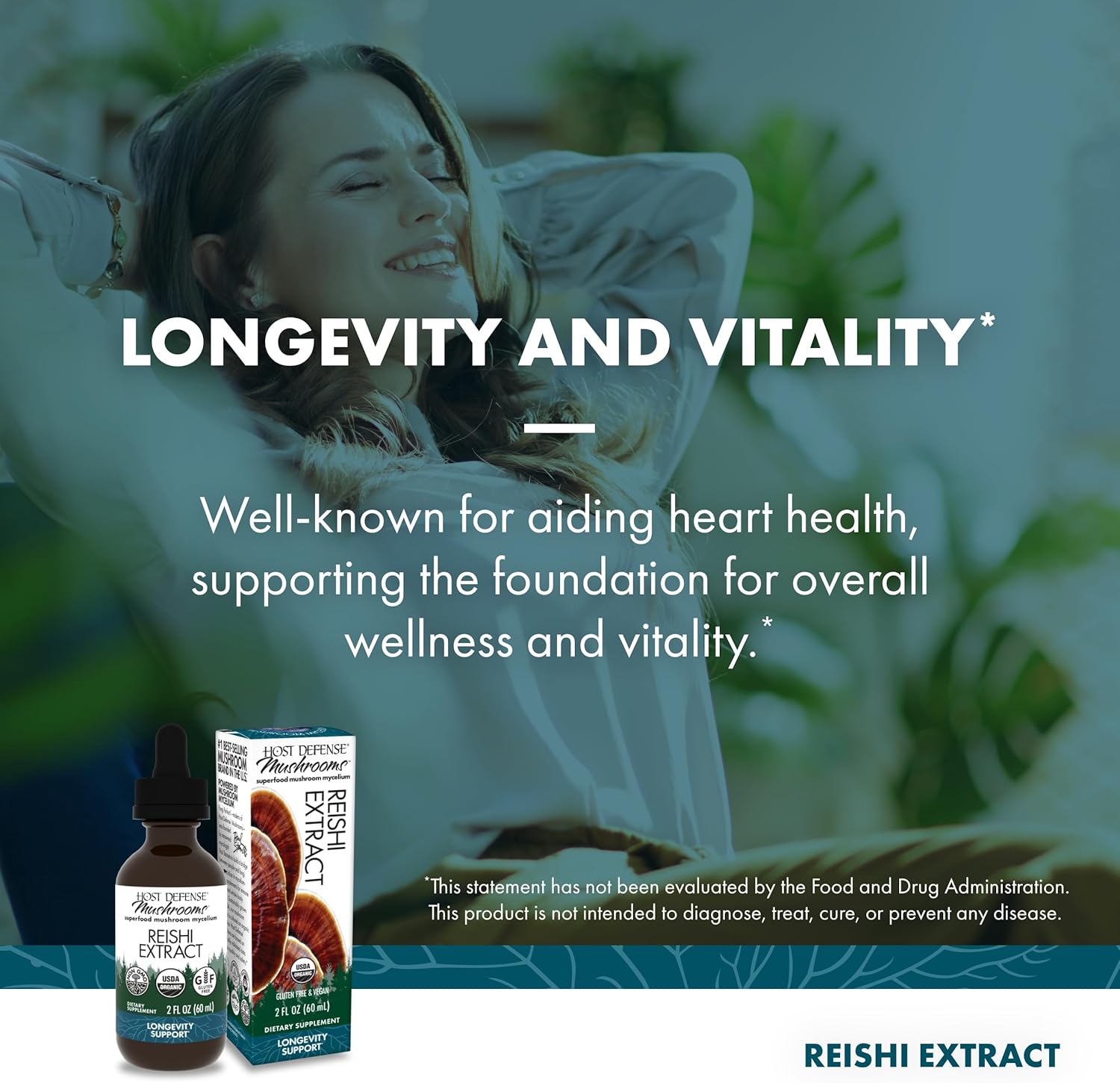 Heart & Immune Health Support with Host Defense Reishi Extract - Mushroom Supplement for Energy, Vitality & Well-Being - 2 fl oz (60 Servings) - BoostGo Australia