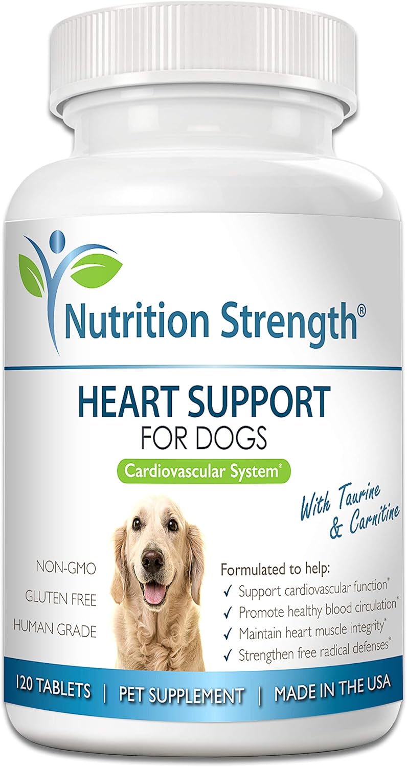 Heart Support Supplement for Dogs with Taurine & Carnitine, Promotes Cardiovascular Health, 120 Chewable Tablets