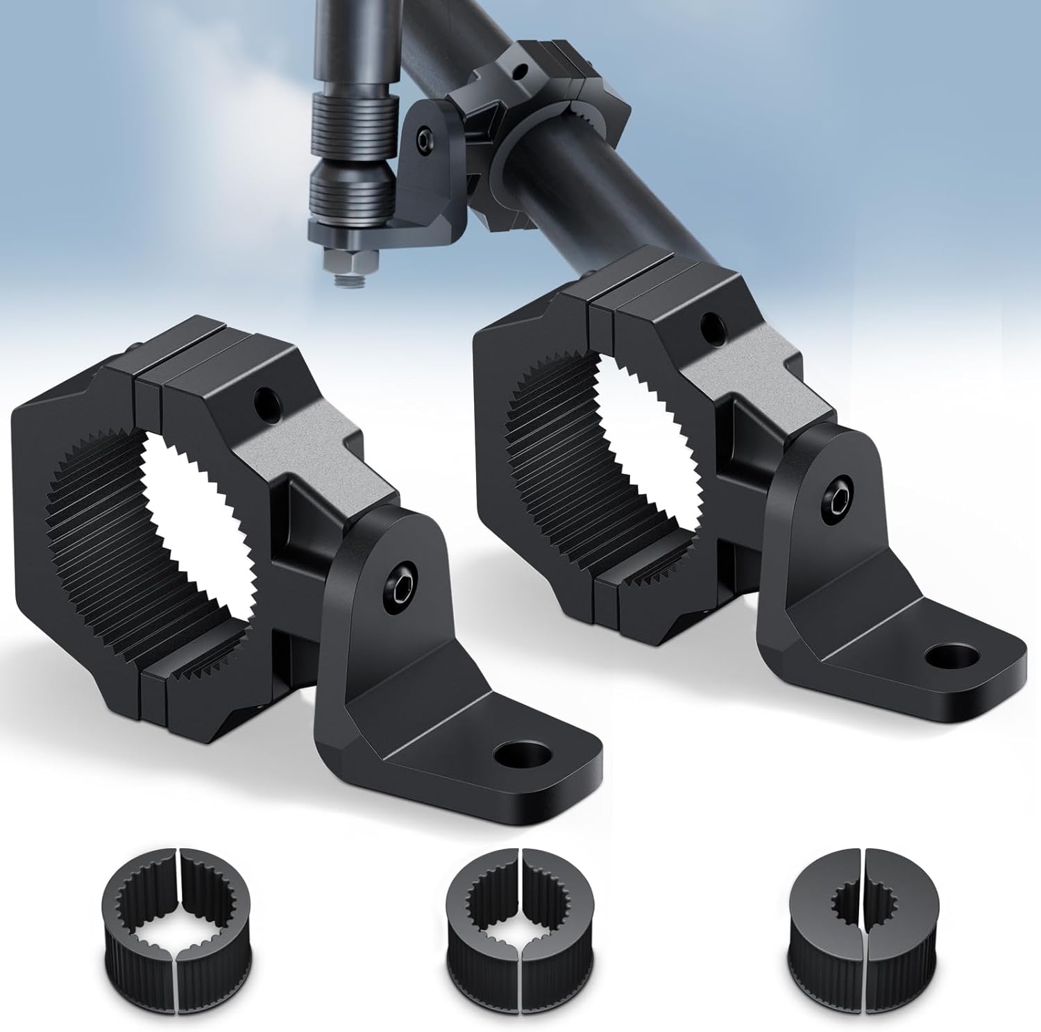 Heavy Duty Adjustable UTV Whip Mount Bracket for Light Bar and Antenna, 2 Pack, Fits 1" to 2" Roll Cage of UTV ATV Polaris RZR SXS Can Am