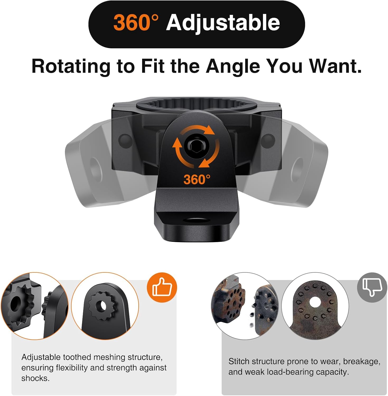 Heavy Duty Adjustable UTV Whip Mount Bracket for Light Bar and Antenna, 2 Pack, Fits 1" to 2" Roll Cage of UTV ATV Polaris RZR SXS Can Am