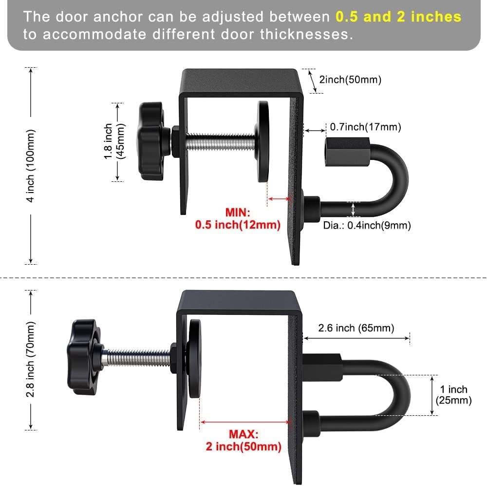 Heavy Duty Door Anchor Attachment for Resistance Bands - Kipika Door Mount Anchors for Strength Training, Physical Therapy, Home Gym