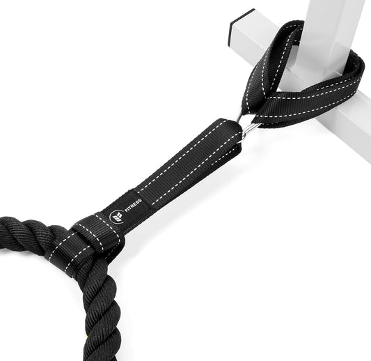 Heavy Duty Eclipse Fitness Battle Rope Anchor Strap Kit with Reinforced Nylon - Easy Setup, Stops Rope Damage, Stainless Steel Carabiner - Includes Exercise Guide