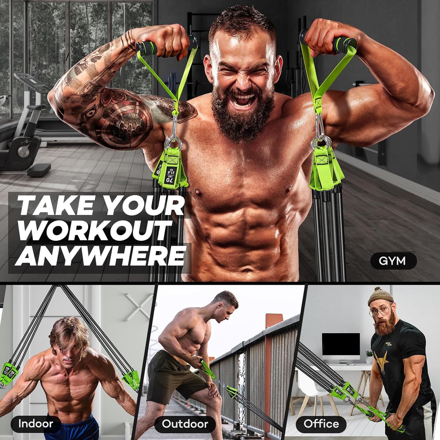 Heavy Duty LETSHAKE Resistance Bands Set - 310 lbs Workout Bands for Men, Fitness Home Workouts - Exercise Bands with Handles for Muscle Training, Strength, Slimming, Yoga