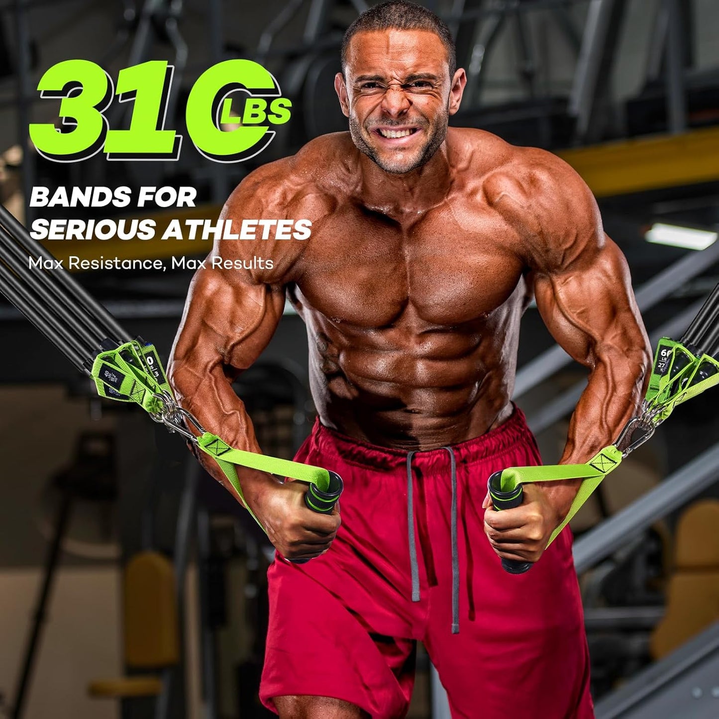 Heavy Duty LETSHAKE Resistance Bands Set - 310 lbs Workout Bands for Men, Fitness Home Workouts - Exercise Bands with Handles for Muscle Training, Strength, Slimming, Yoga