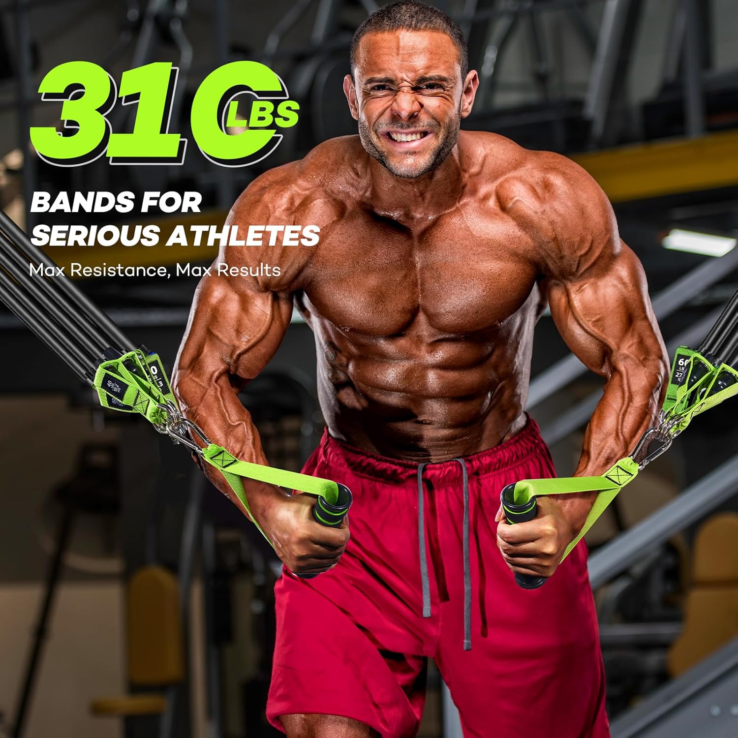 Heavy Duty LETSHAKE Resistance Bands Set - 310 lbs Workout Bands for Men, Fitness Home Workouts - Exercise Bands with Handles for Muscle Training, Strength, Slimming, Yoga