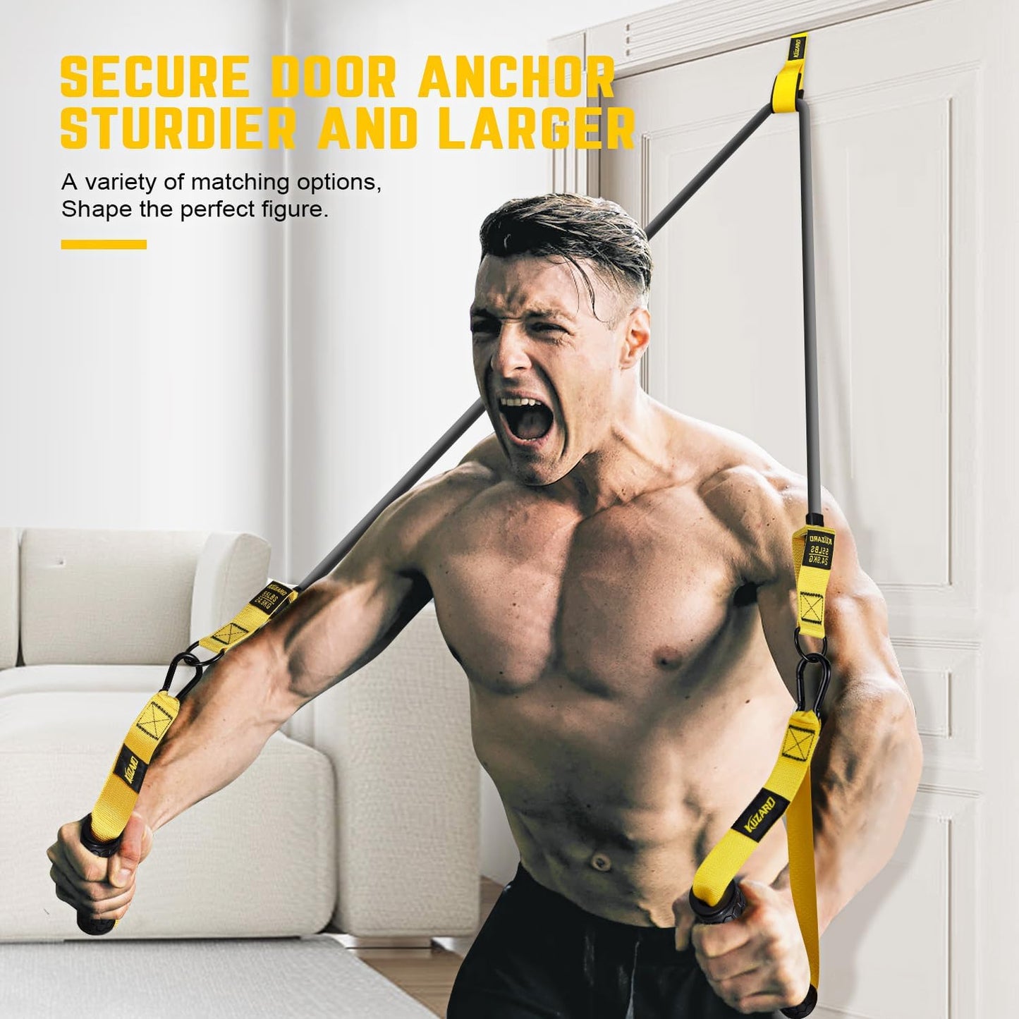 Heavy Duty Resistance Bands Set for Men - 300lbs/360lbs Exercise Bands with Handles for Muscle Training, Strength, Yoga - Home Gym Equipment by KUZARO