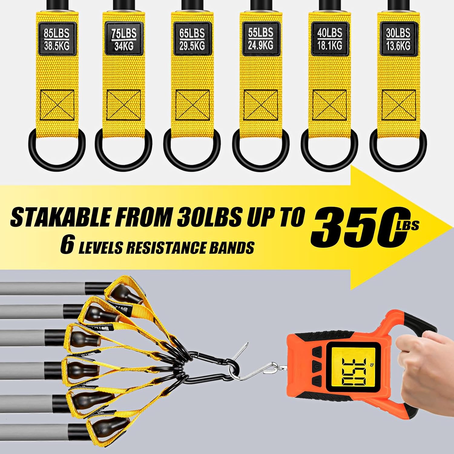 Heavy-Duty Resistance Bands Set for Men | 350lbs/450lbs Exercise Bands with Handles | Fitness Bands for Strength Training, Stretching, Physiotherapy | WOQQW