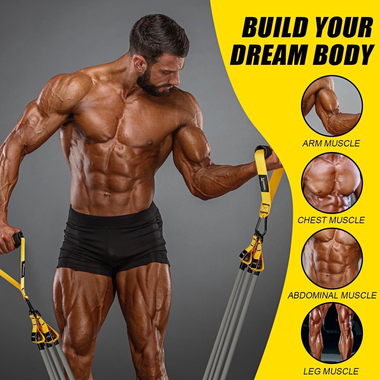 Heavy-Duty Resistance Bands Set for Men | 350lbs/450lbs Exercise Bands with Handles | Fitness Bands for Strength Training, Stretching, Physiotherapy | WOQQW