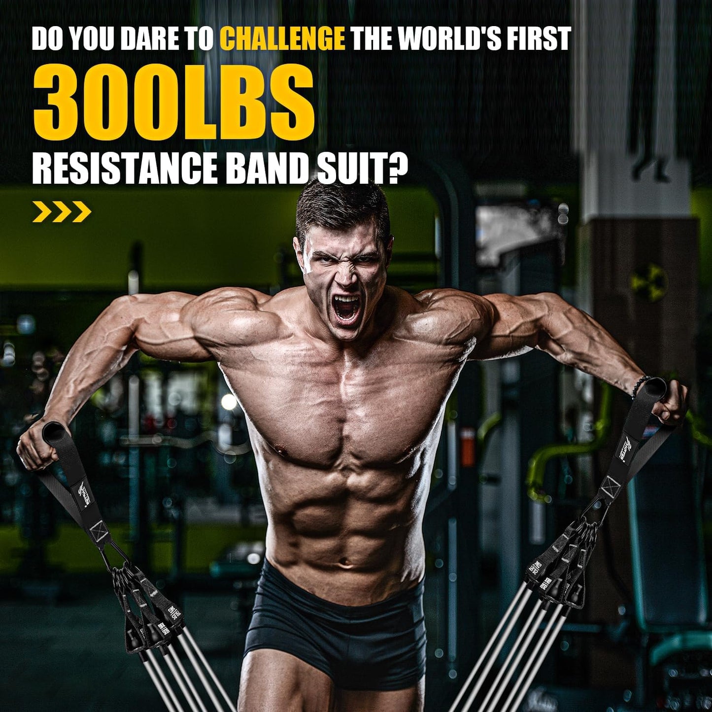 Heavy Resistance Bands with Handles for Men - Complete Weight Bands Set for Slimming, Strength Training, Yoga - Home Gym Equipment by HPYGN