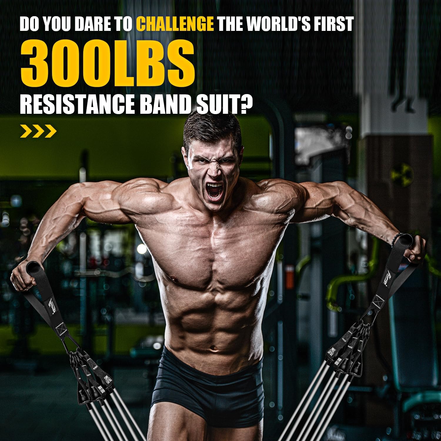 Heavy Resistance Bands with Handles for Men - Complete Weight Bands Set for Slimming, Strength Training, Yoga - Home Gym Equipment by HPYGN