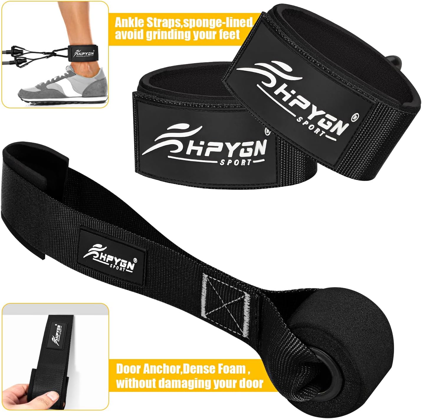 Heavy Resistance Bands with Handles for Men - Complete Weight Bands Set for Slimming, Strength Training, Yoga - Home Gym Equipment by HPYGN