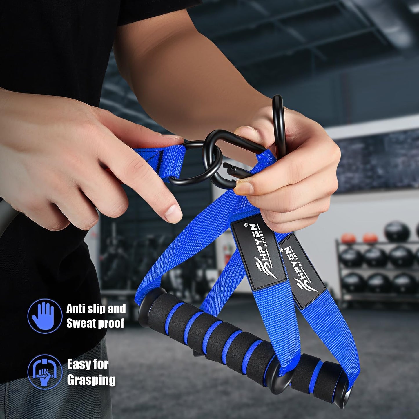 Heavy Resistance Bands with Handles for Men - Workout Bands Set for Muscle Training, Strength, Yoga - Home Gym Equipment by HPYGN