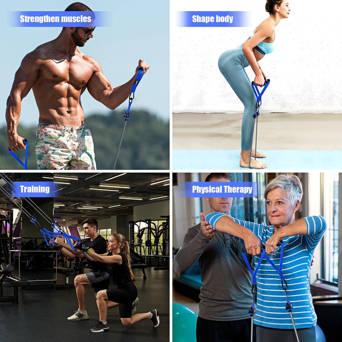 Heavy Resistance Bands with Handles for Men - Workout Bands Set for Muscle Training, Strength, Yoga - Home Gym Equipment by HPYGN